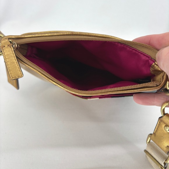 Coach Julia Legacy Striped Swingpack Crossbody Bag Gold Multicolor Eclectic - Picture 11 of 15